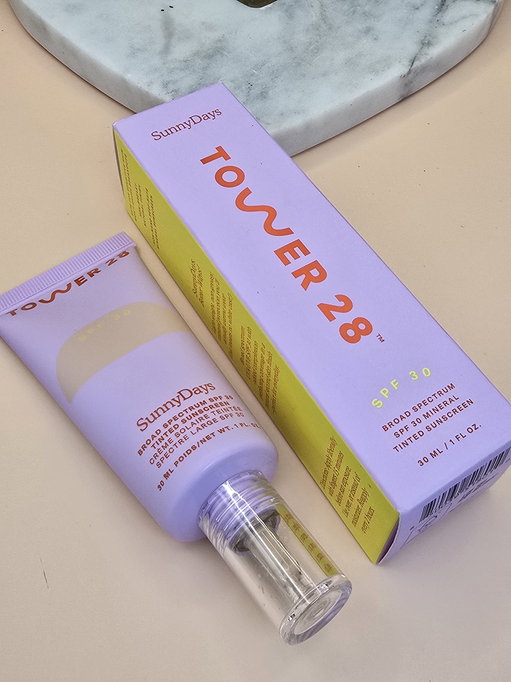 Tower 28 SunnyDays Tinted Primer & SPF - Lavender & Yellow Packaging